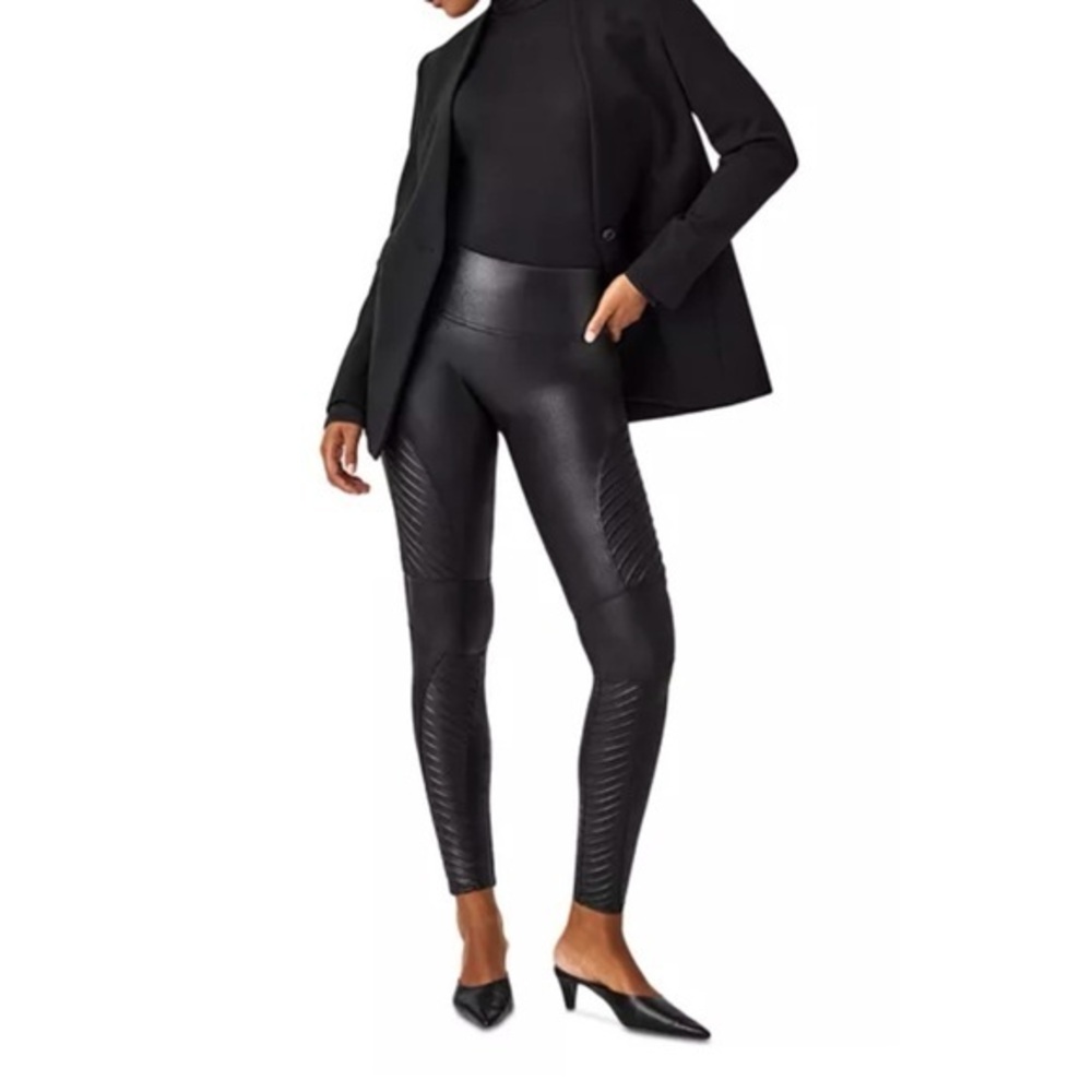 Spanx Moto Faux Leather Leggings XL Petite